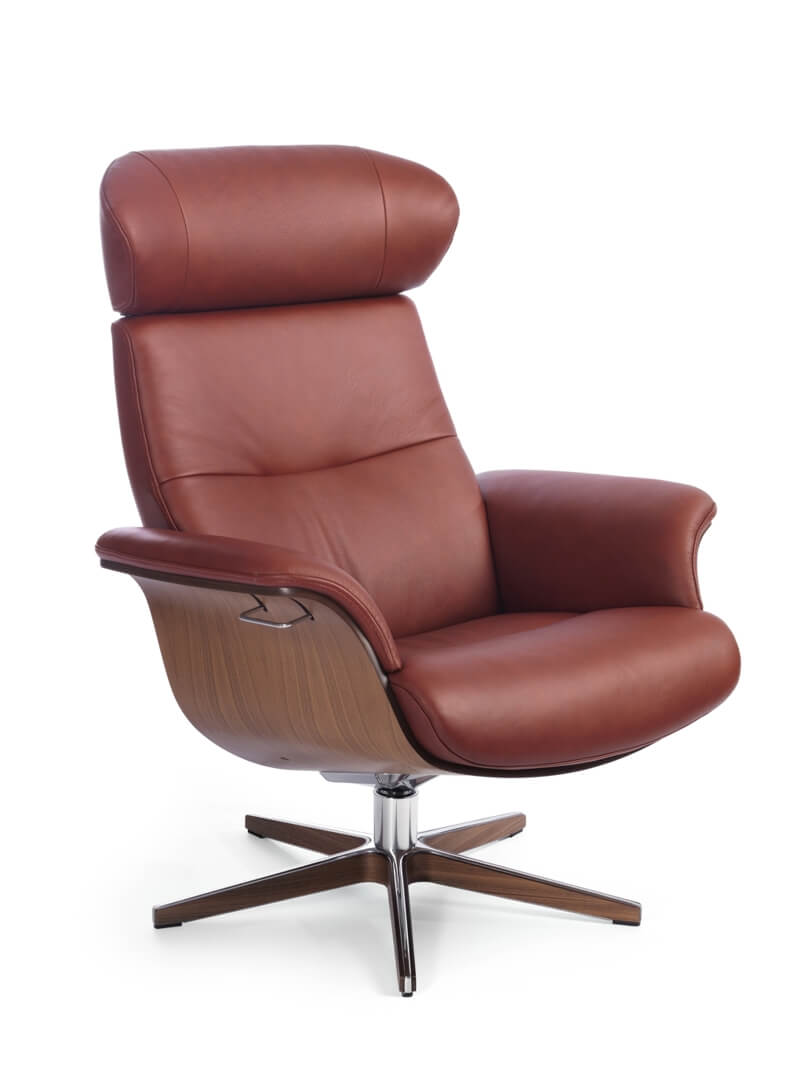 Timeout Wood Detail Reclining Chair Leather